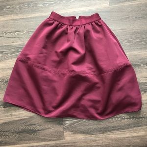 Maroon tea length skirt